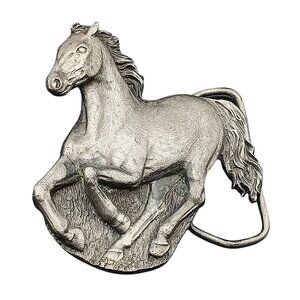 Vintage Bergamot Brass Works Horse Belt Buckle